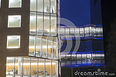 Office building detail night shot Stock Photo