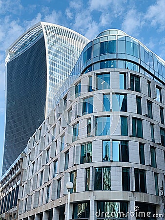 Amazing office architecture with skyscrapers buildings in the city centre of London England U.K. Editorial Stock Photo