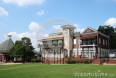 Office Building in Town Square Stock Photo