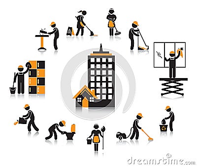 office building workers concept. Vector illustration decorative background design Cartoon Illustration