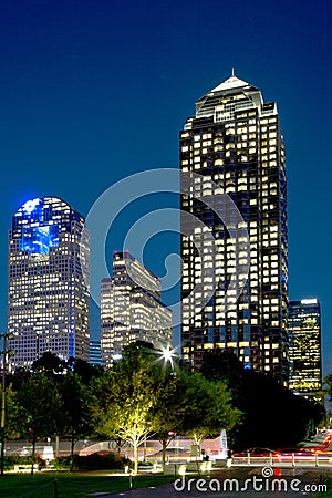 Office buildings in the city Dallas night Editorial Stock Photo