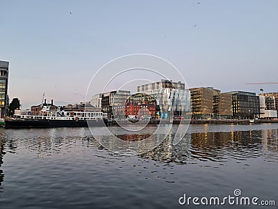 Office buildings near Dublin Port and Liffey river,Ireland Stock Photo