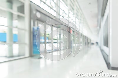 Office business building blur background of white empty room inside lobby hall interior, medical clinic hallway, or airport Stock Photo