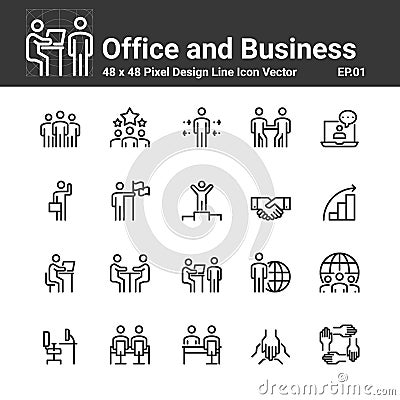 Office and Business Icons, Persons Crowd Symbol Perfect Design Simple Set For Using In Web site Infographics Report, Line Vector Vector Illustration