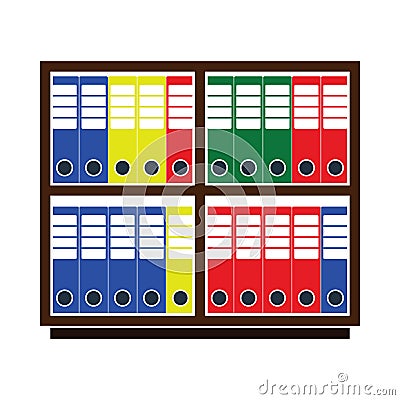 Office Cabinet With Folders Icon Vector Illustration