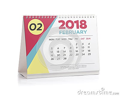 Office Calendar 2018 February Stock Photo