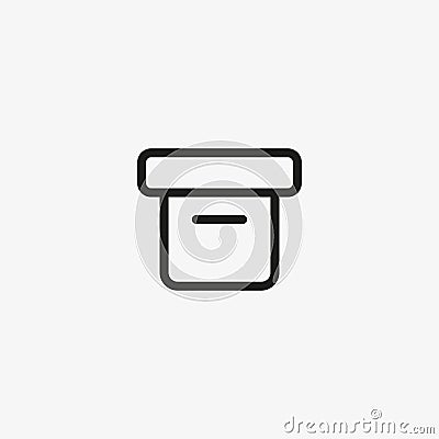 Office cardboard box vector icon. Archive storage box in line style for web and mobile apps Vector Illustration