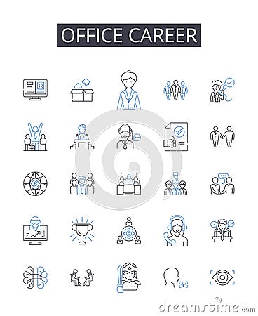 Office career line icons collection. Retail, Shopping, Plaza, Stores, Convenience, Commercial, Strip vector and linear Vector Illustration