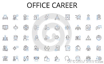 Office career line icons collection. Length, Span, Period, Term, Timeframe, Continuance, Tenure vector and linear Vector Illustration