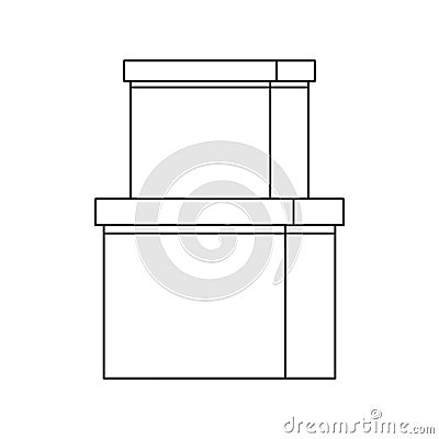 office carton boxes isolated icon Cartoon Illustration