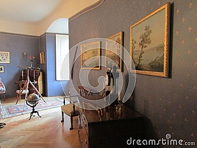 Office in the castle Steinberg, Czech Republic. Editorial Stock Photo