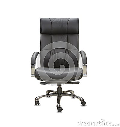 Office chair from black leather. Isolated Stock Photo