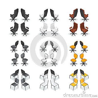 Office Chair Icon Set Vector Illustration