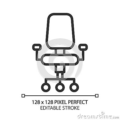 Office chair pixel perfect linear icon Cartoon Illustration