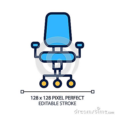 Office chair pixel perfect RGB color icon Vector Illustration
