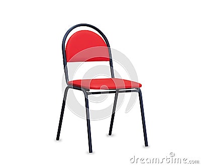 The office chair from red leather. Isolated Stock Photo