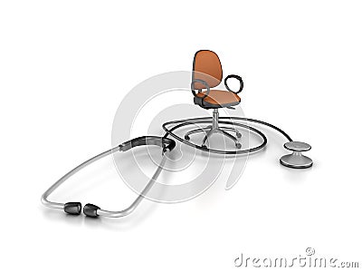 Office Chair with Stethoscope Stock Photo