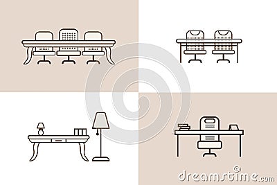 Office chair table icon furniture Stock Photo