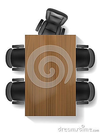 Office chair and table top view Vector Illustration