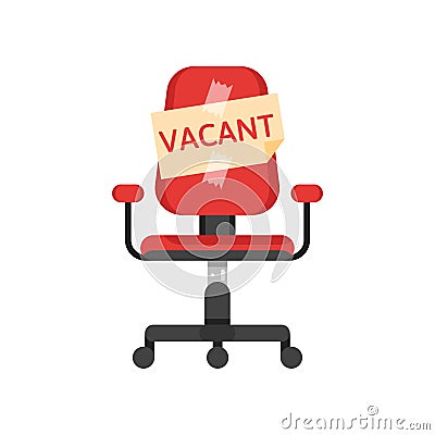 Office chair with vacancy advertisement Vector Illustration