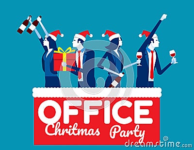 Office christmas party. Concept business vector illustration, Holiday - Event, Champagne, Corporate Vector Illustration