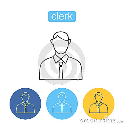 Office clerk outline icons set Vector Illustration