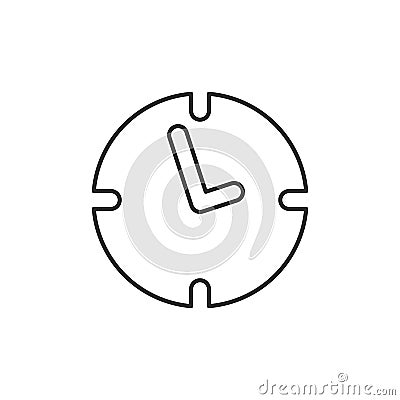 Office clock line icon, outline vector sign, linear style pictogram isolated on white. Watch, time symbol, logo illustration. Vector Illustration
