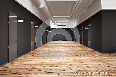 Office or college corridor with rows of doors Stock Photo