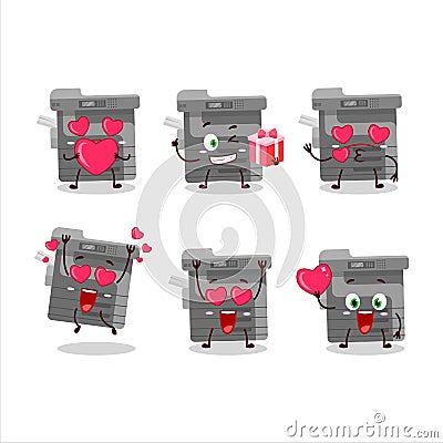 Office copier cartoon character with love cute emoticon Vector Illustration