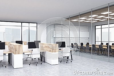 Office cubicles and conference room Stock Photo