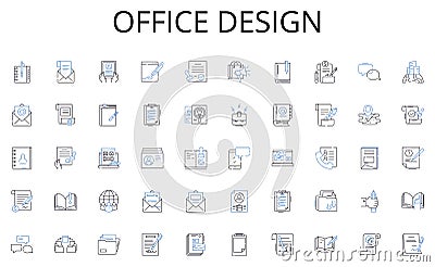 Office design line icons collection. Processor, Motherboard, Graphics, Storage, RAM, Power, Cooling vector and linear Vector Illustration