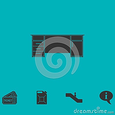 Office desk icon flat Vector Illustration