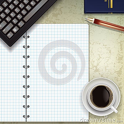 Office desk with notepad Vector Illustration