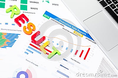 Office desk table with business paper,office stationary Stock Photo