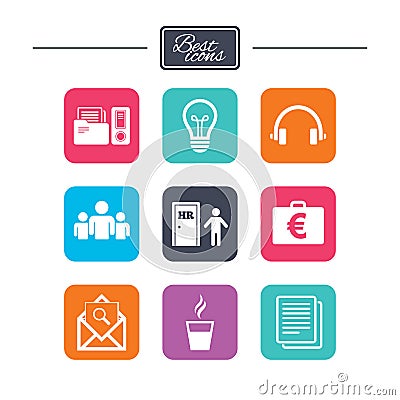 Office, documents and business icons. Vector Illustration