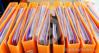 Office documents in folders Stock Photo