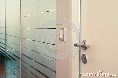 Office door to conference room Stock Photo