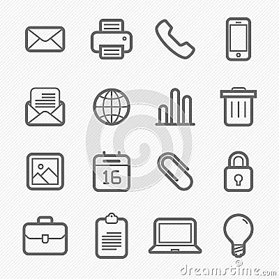 Office elements symbol line icon set Vector Illustration