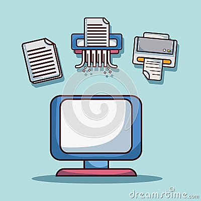 Office elements to company information strategy Vector Illustration