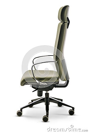 Office executive chair in green leather side view Stock Photo