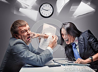 Office fight Stock Photo