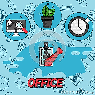 Office flat concept icons Vector Illustration