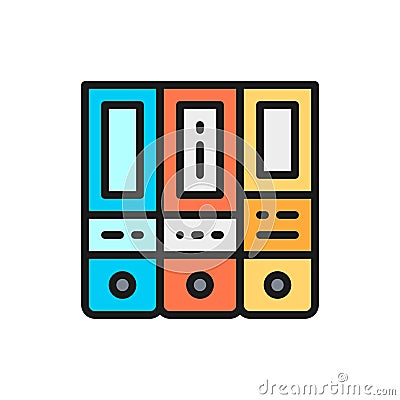 Office folder, arch files flat color icon. Vector Illustration