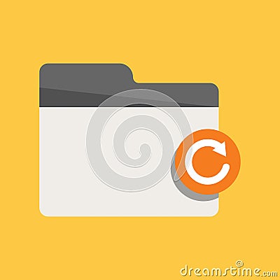 Office Folder. Business Folder Icon in flat design with reload symbol at right side. Vector Illustration
