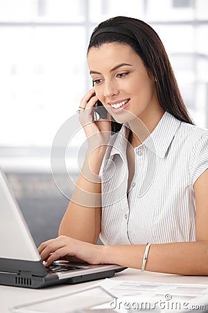 Office girl busy working Stock Photo