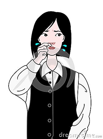 Office girl itching nose,suffering from hay fever Vector Illustration