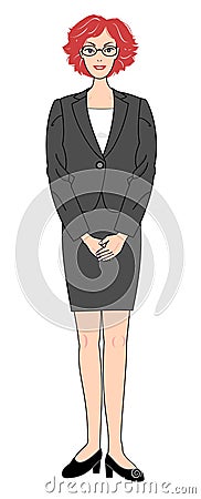 Office girl in suits standing Vector Illustration