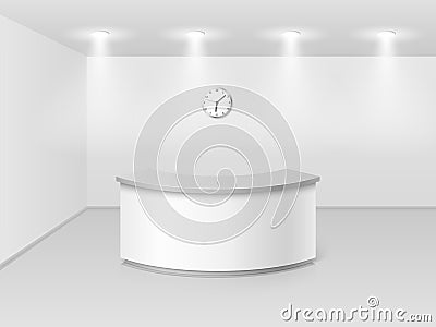 Office or hotel interior with reception counter desk 3d vector illustration Vector Illustration