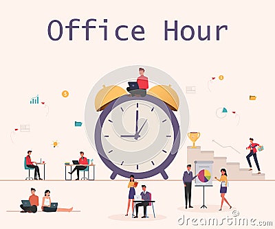 Office Hour Vector Illustration