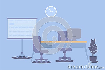 Office interior flat color design. Vector illustration Vector Illustration